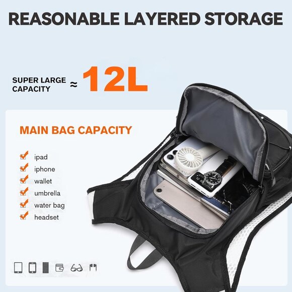 Lightweight Hydration Backpack with 3L Water Bladder main image 9